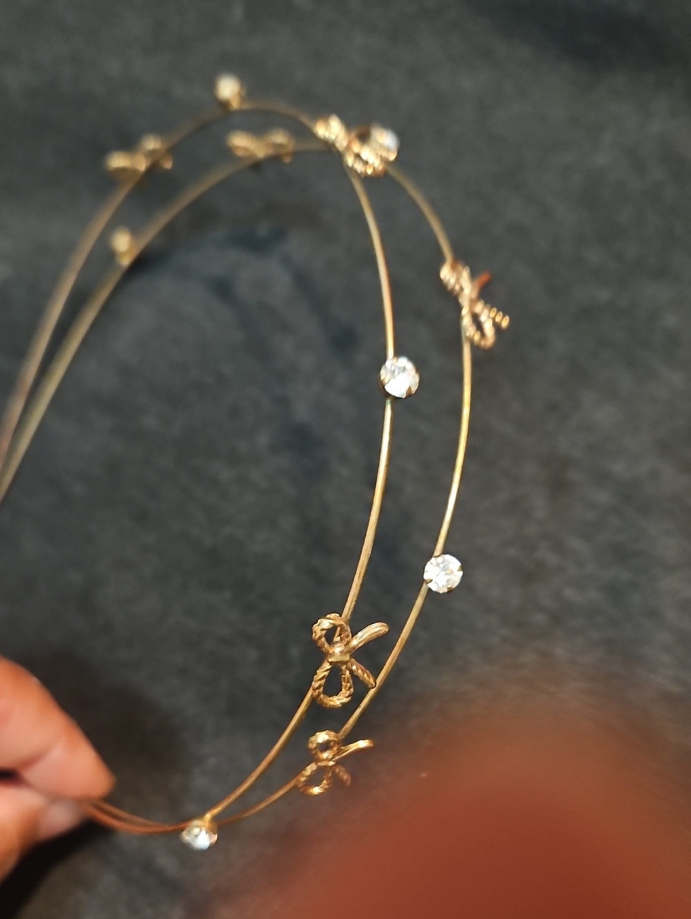 Gold Crystal Accent Double Wire Headband